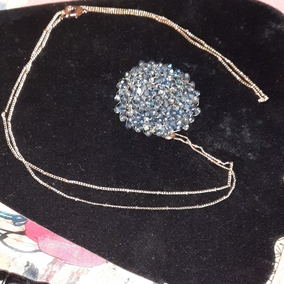 Woven sparkle bead pendant and necklace goldtone - Picture 9 of 11